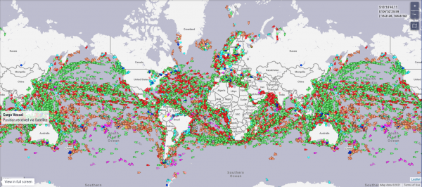 Map of Global Marine Traffic Flows, 2021 